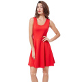 Kate Kasin Mulheres Elegante e Slim Fit casual mangas U-pescoço tanque vermelho vestido de verão KK000487-2